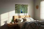 Majestic Plumage Symphony animals canvas print, displayed in a bedroom