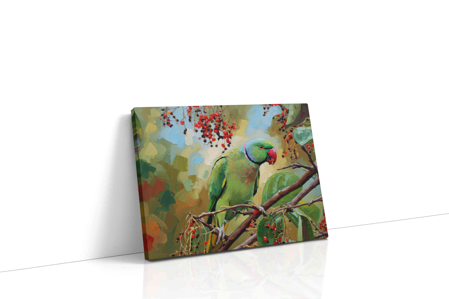 Parrot's Paradise Symphony birds canvas print, gallery-wrapped, ready to hang