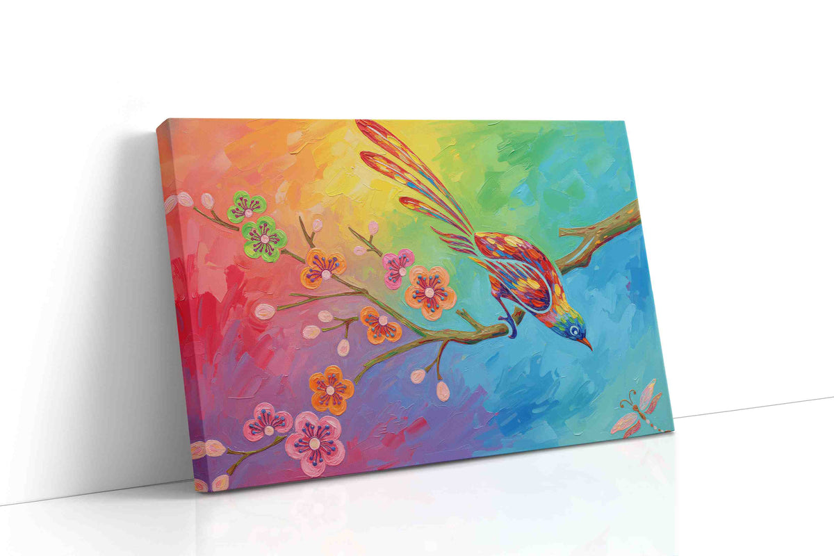 Prismatic Flight of Joy birds canvas print gallery-wrapped landscape canvas studio shot