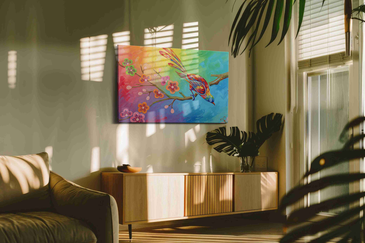 Prismatic Flight of Joy – birds canvas wall art, gallery-wrapped, ready to hang