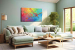 Prismatic Flight of Joy birds canvas print, hanging on wall
