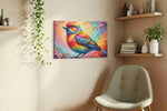 Prismatic Melody Perch – birds canvas wall art, gallery-wrapped, ready to hang