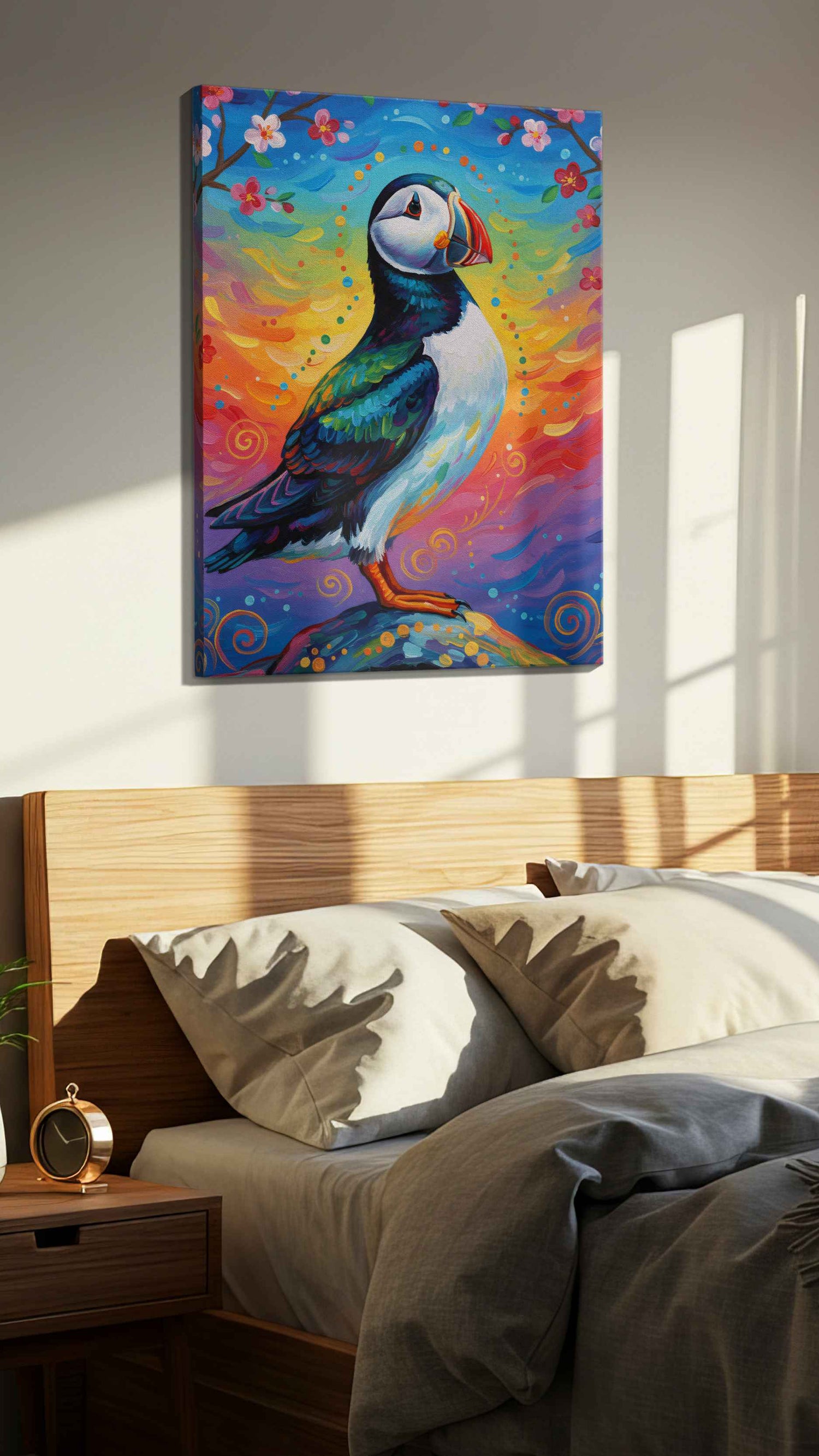 Puffin's Twilight Reverie – birds canvas wall art, gallery-wrapped, ready to hang