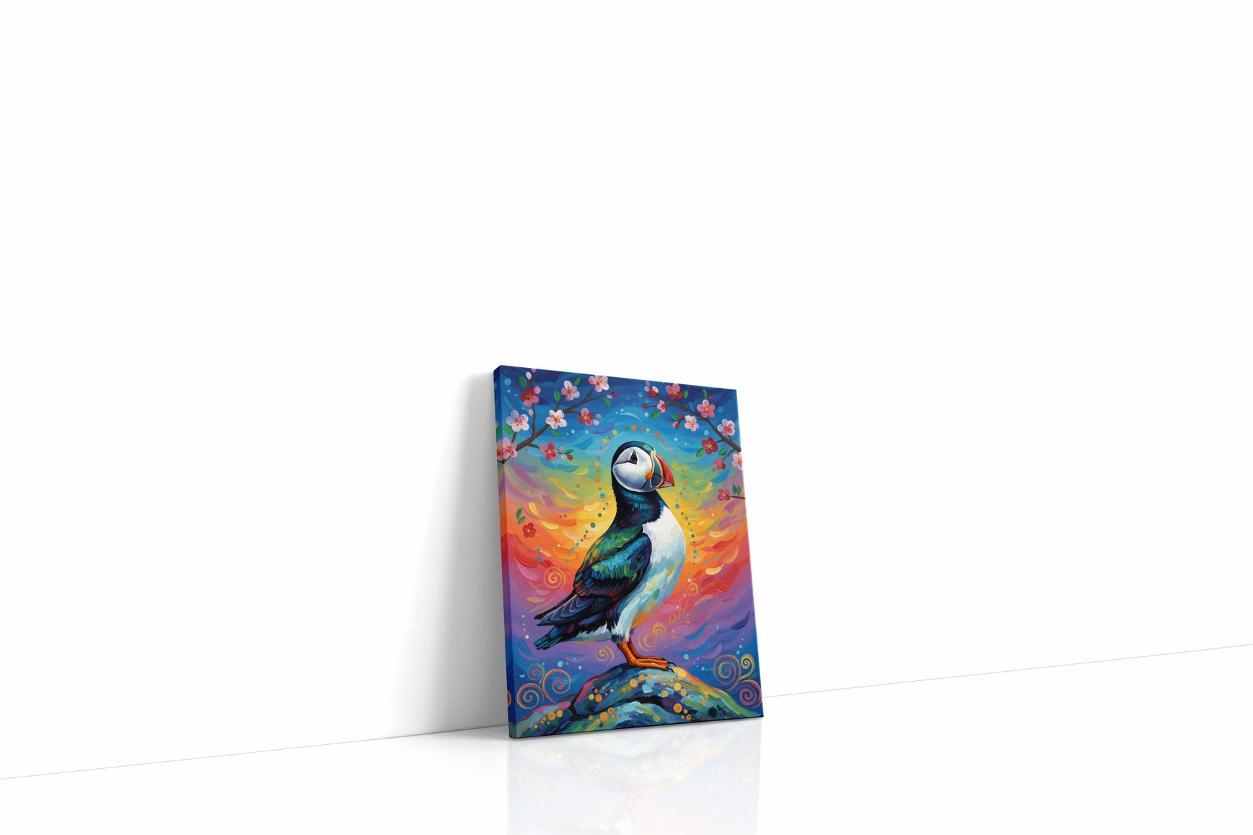 Puffin's Twilight Reverie birds canvas print gallery-wrapped portrait canvas studio shot