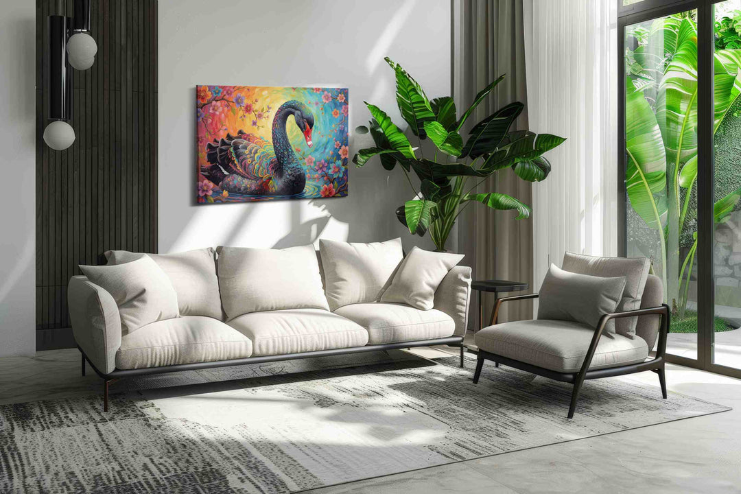 Rainbow Elegance in Bloom – birds canvas wall art, gallery-wrapped, ready to hang