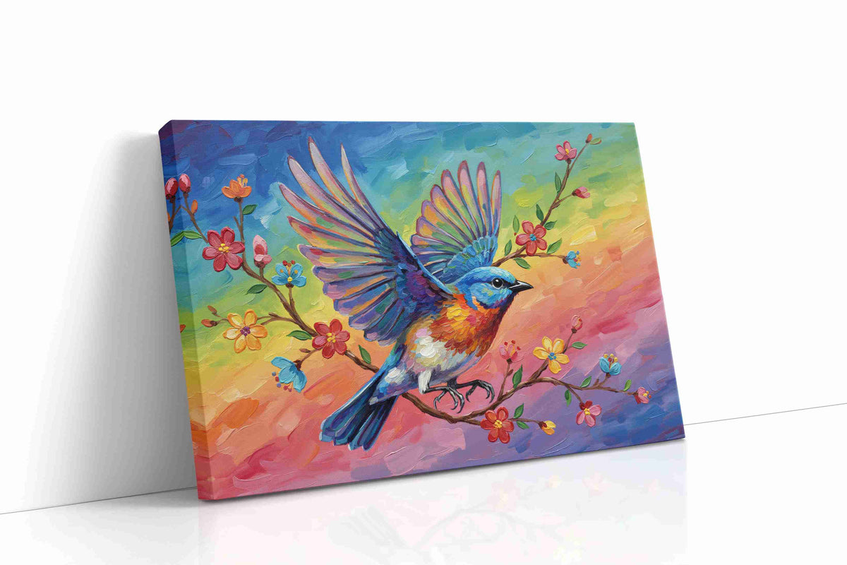 Rainbow Flight birds canvas print, gallery-wrapped, ready to hang