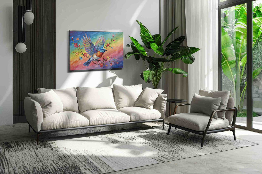 Rainbow Flight – birds canvas wall art, gallery-wrapped, ready to hang
