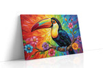 Rainbow Harmony Toucan birds canvas print gallery-wrapped landscape canvas studio shot