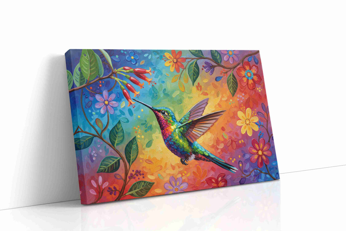 Rainbow Nectar Symphony birds canvas print gallery-wrapped landscape canvas studio shot
