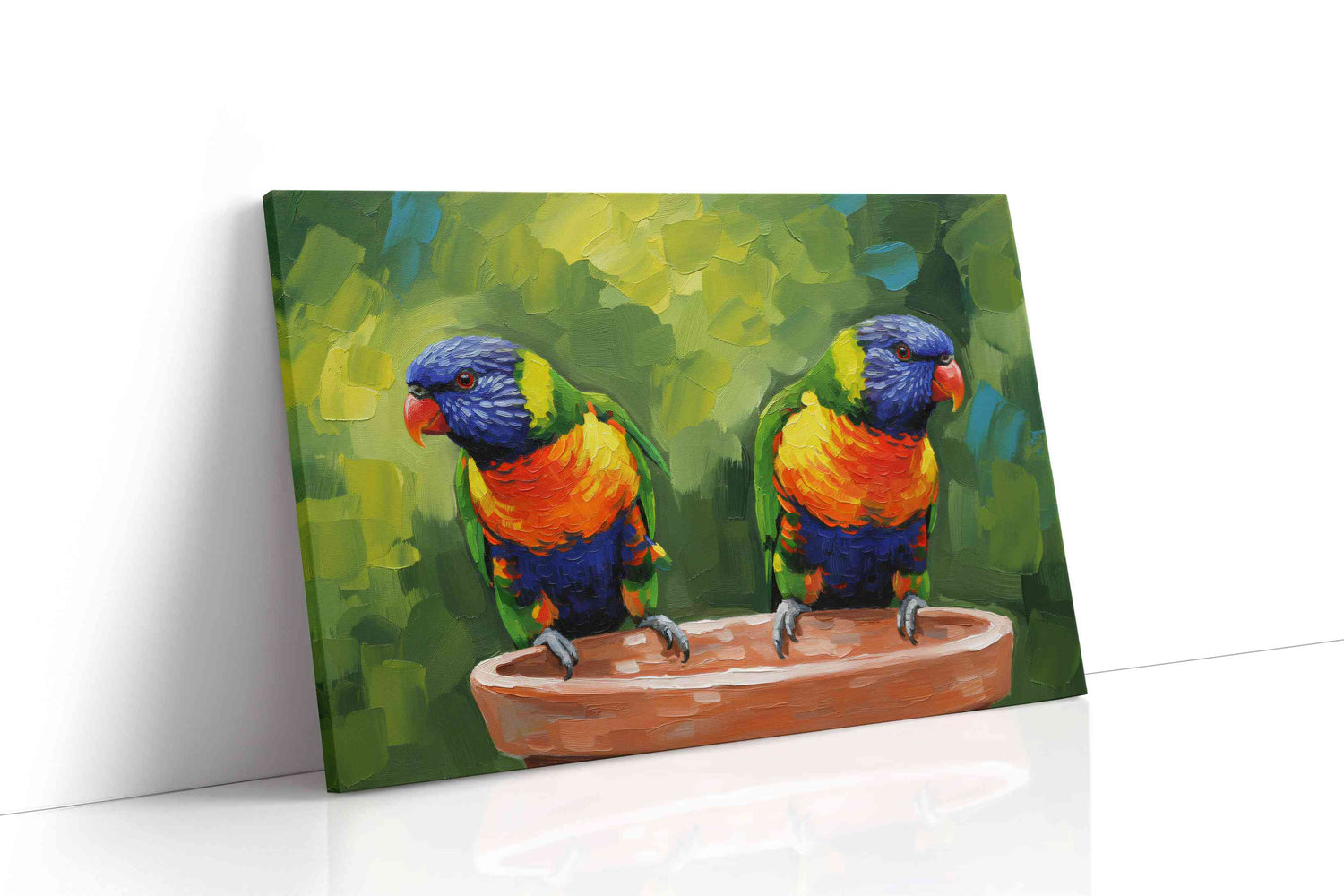 Rainbow Parrots Serenade birds canvas print, gallery-wrapped, ready to hang