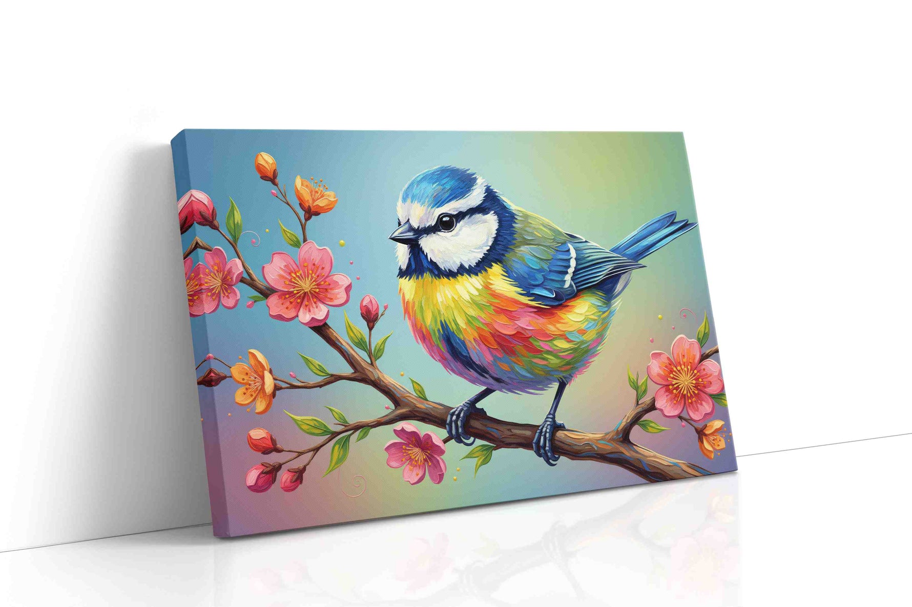 Rainbow Plumage Symphony birds canvas print gallery-wrapped landscape canvas studio shot