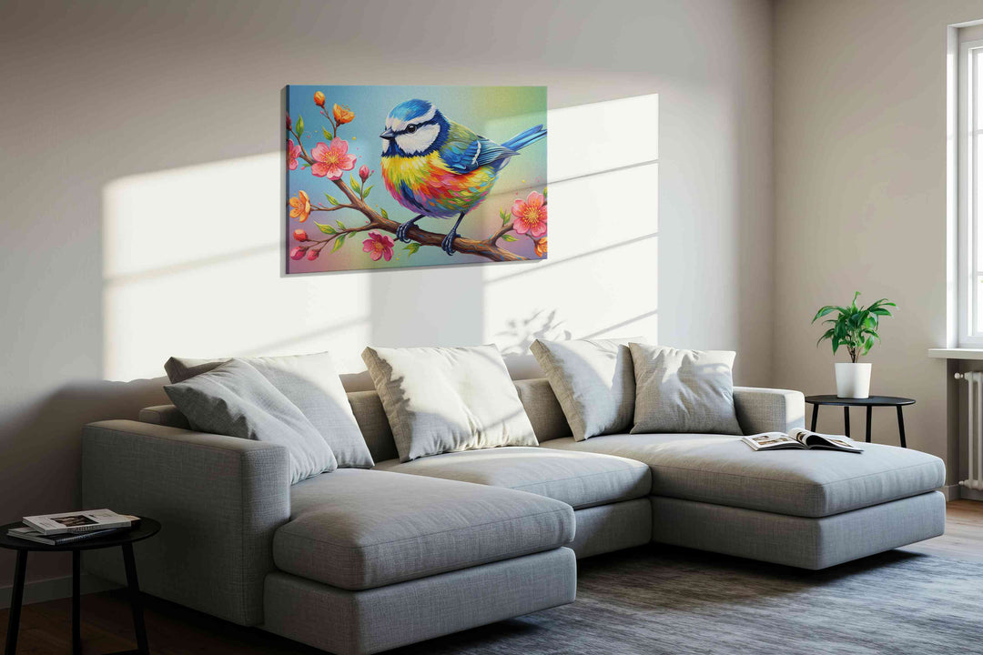 Rainbow Plumage Symphony – birds canvas wall art, gallery-wrapped, ready to hang