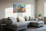 Rainbow Plumage Symphony – birds canvas wall art, gallery-wrapped, ready to hang