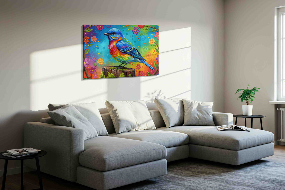 Rainbow Serenade – birds canvas wall art, gallery-wrapped, ready to hang