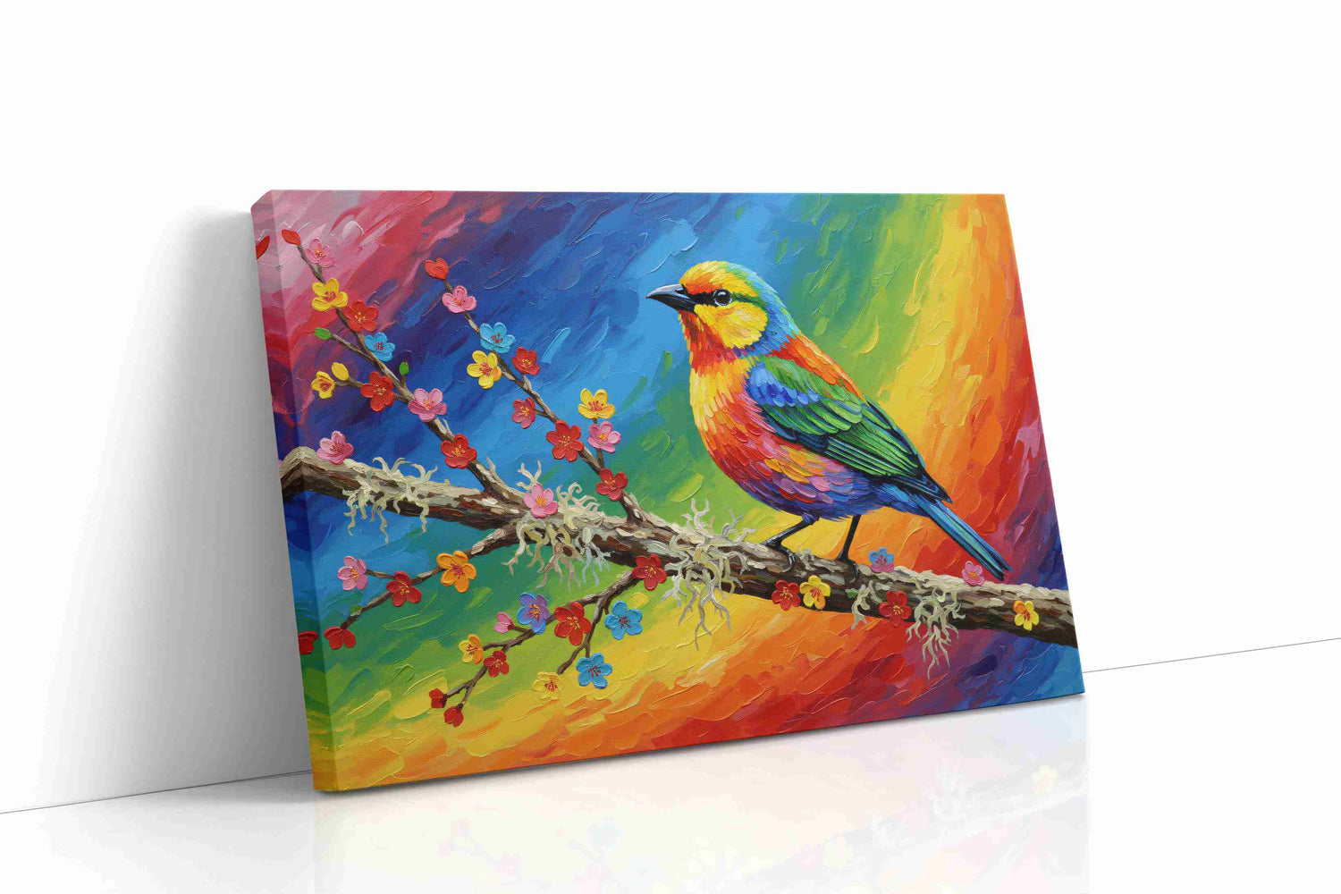 Rainbow Songbird Symphony birds canvas print, gallery-wrapped, ready to hang