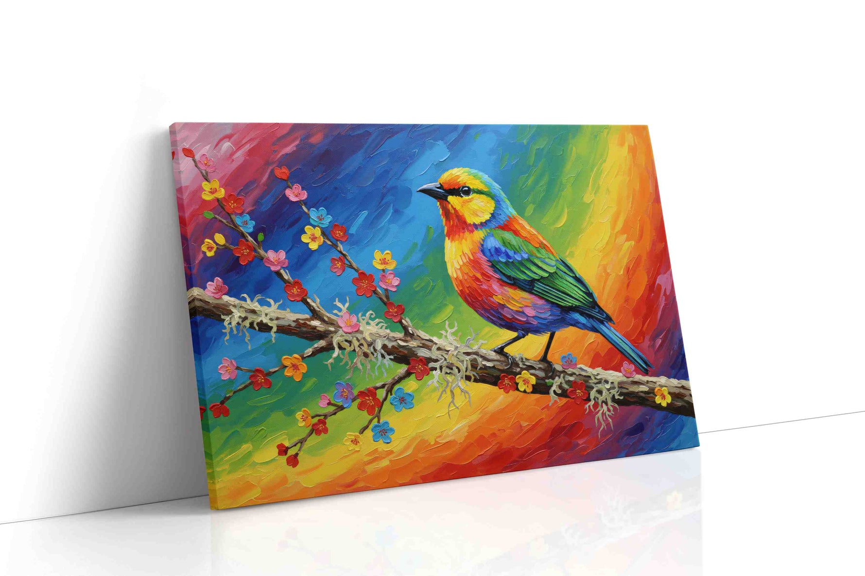 Rainbow Songbird Symphony birds canvas print gallery-wrapped landscape canvas studio shot