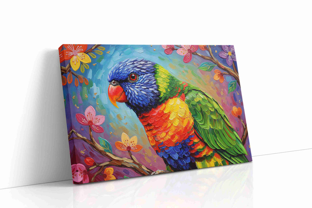 Rainbow Whispers birds canvas print, gallery-wrapped, ready to hang