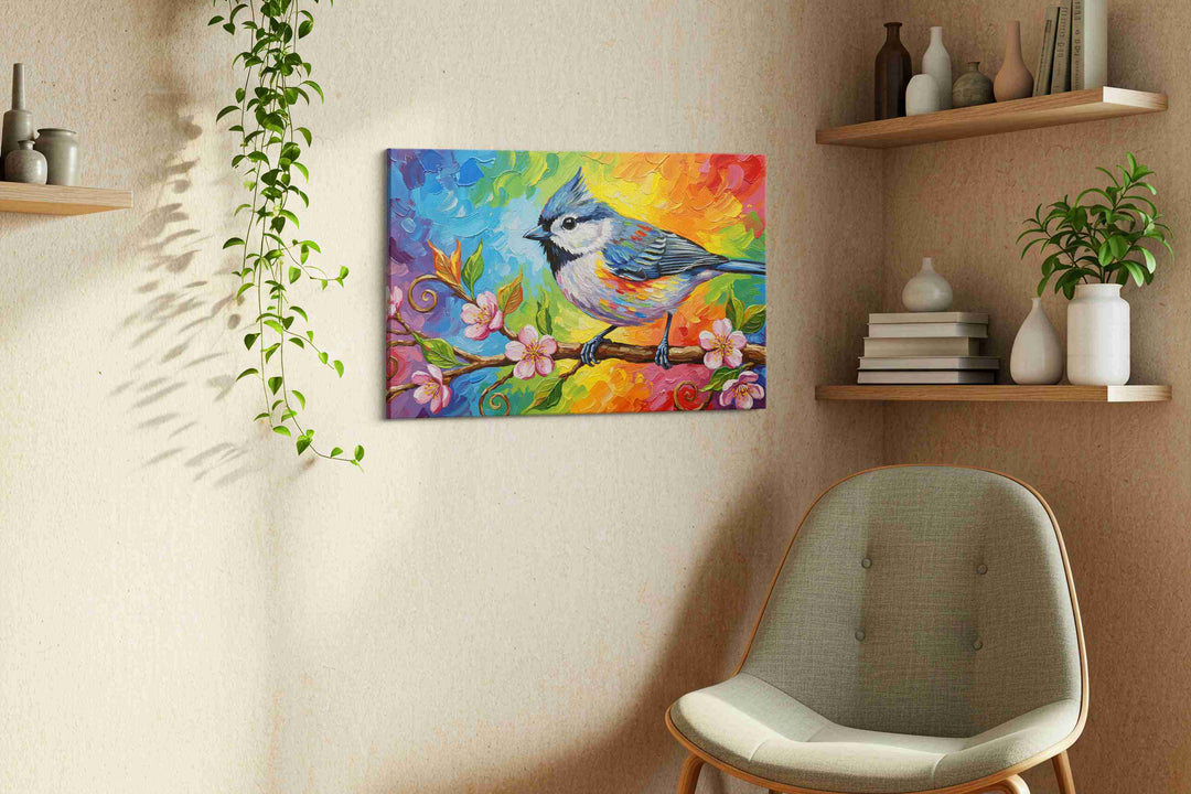 Spectrum Songbird Serenade – birds canvas wall art, gallery-wrapped, ready to hang