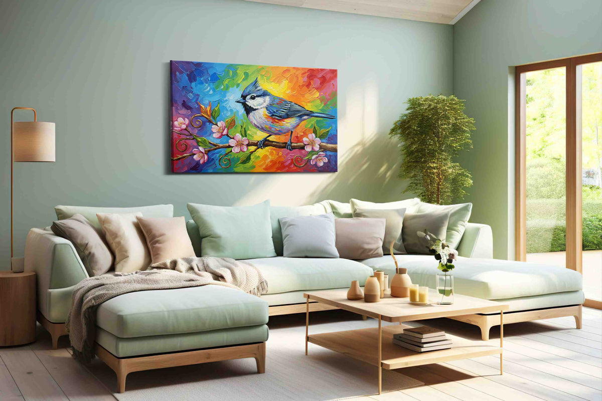 Spectrum Songbird Serenade birds canvas print, hanging on wall