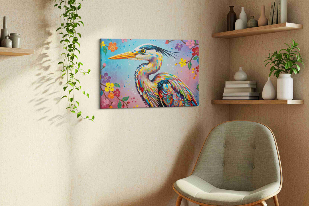 Spectrum of the Heron – birds canvas wall art, gallery-wrapped, ready to hang
