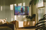 Vibrant Eagle Symphony birds canvas print in a contemporary interior mockup