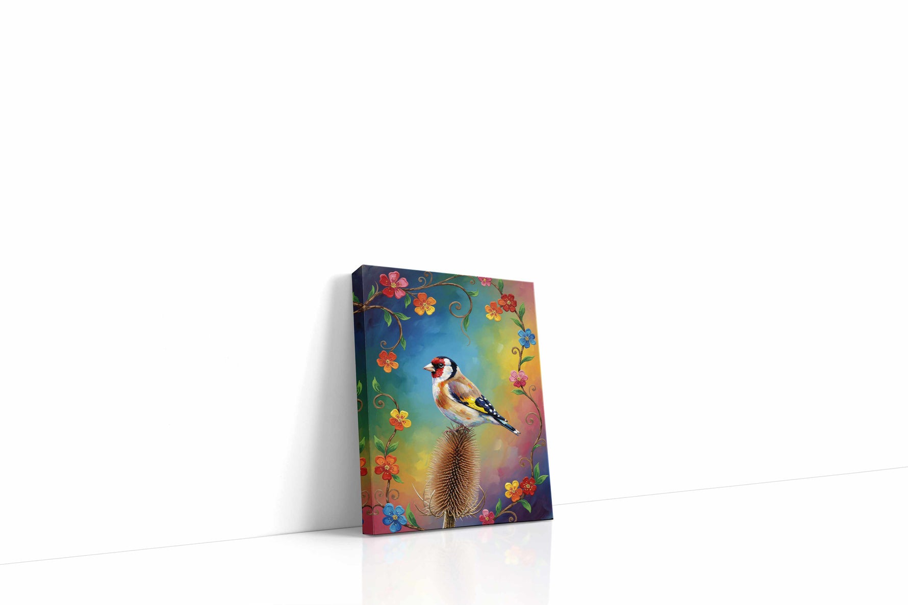 Vibrant Echoes of Spring birds canvas print gallery-wrapped portrait canvas studio shot