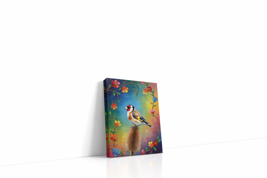 Vibrant Echoes of Spring birds canvas print gallery-wrapped portrait canvas studio shot