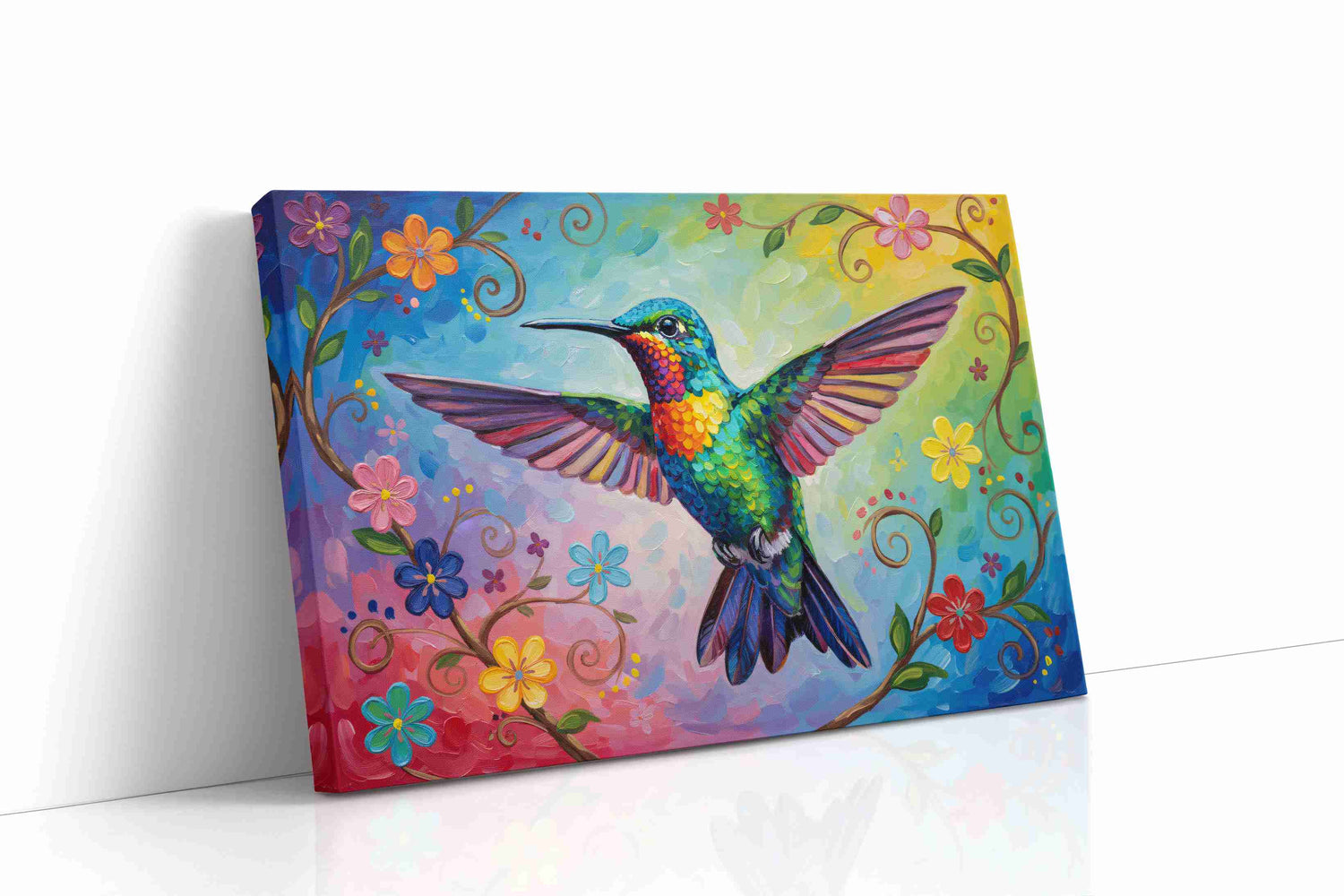 Vibrant Flight of Joy birds canvas print, gallery-wrapped, ready to hang