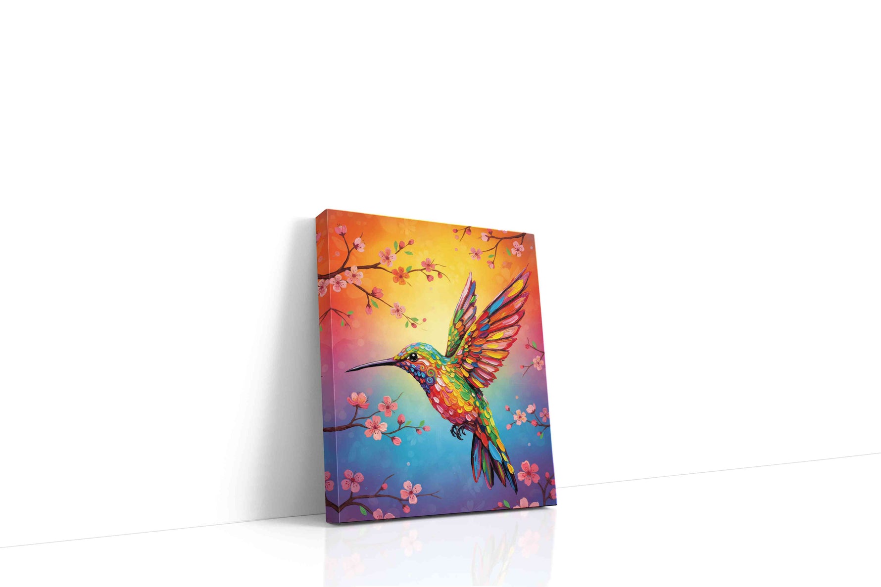 Vibrant Flight of Spring birds canvas print gallery-wrapped portrait canvas studio shot