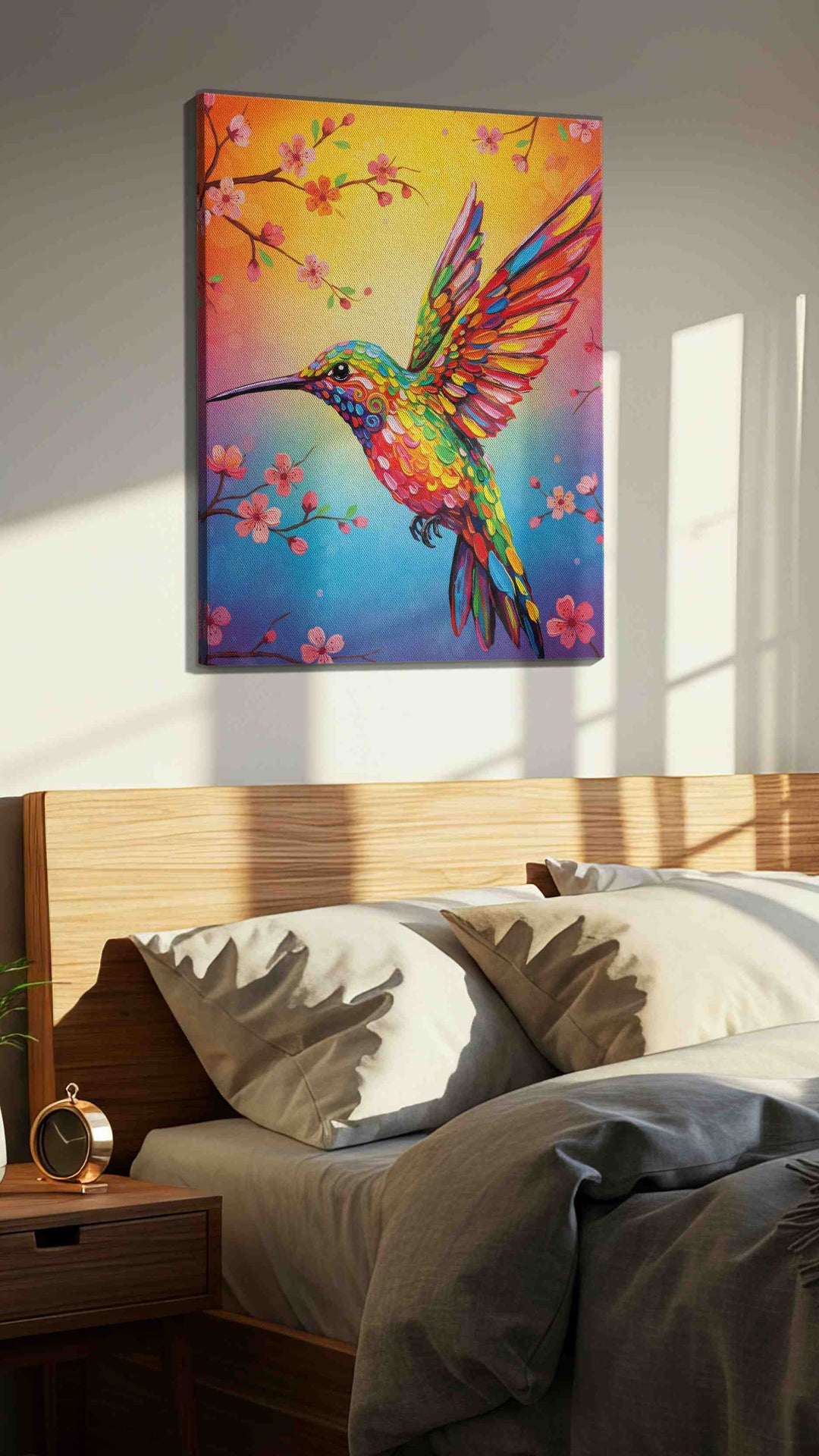 Vibrant Flight of Spring – birds canvas wall art, gallery-wrapped, ready to hang