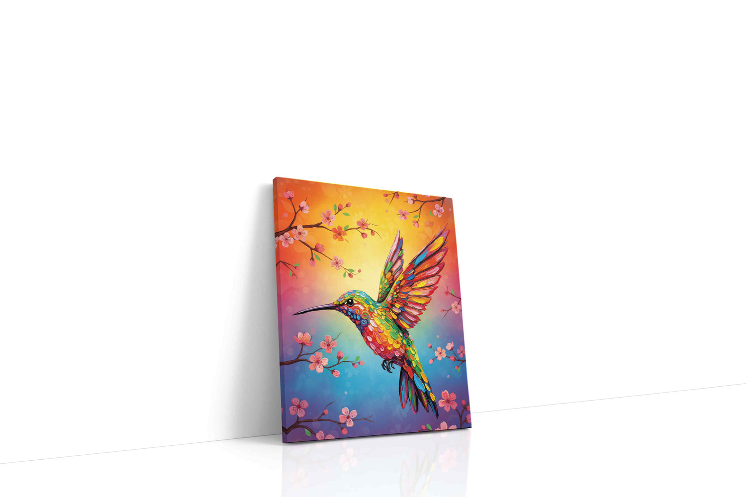 Vibrant Flight of Spring birds canvas print, gallery-wrapped, ready to hang