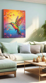 Vibrant Flight of Spring birds canvas print, hanging on wall
