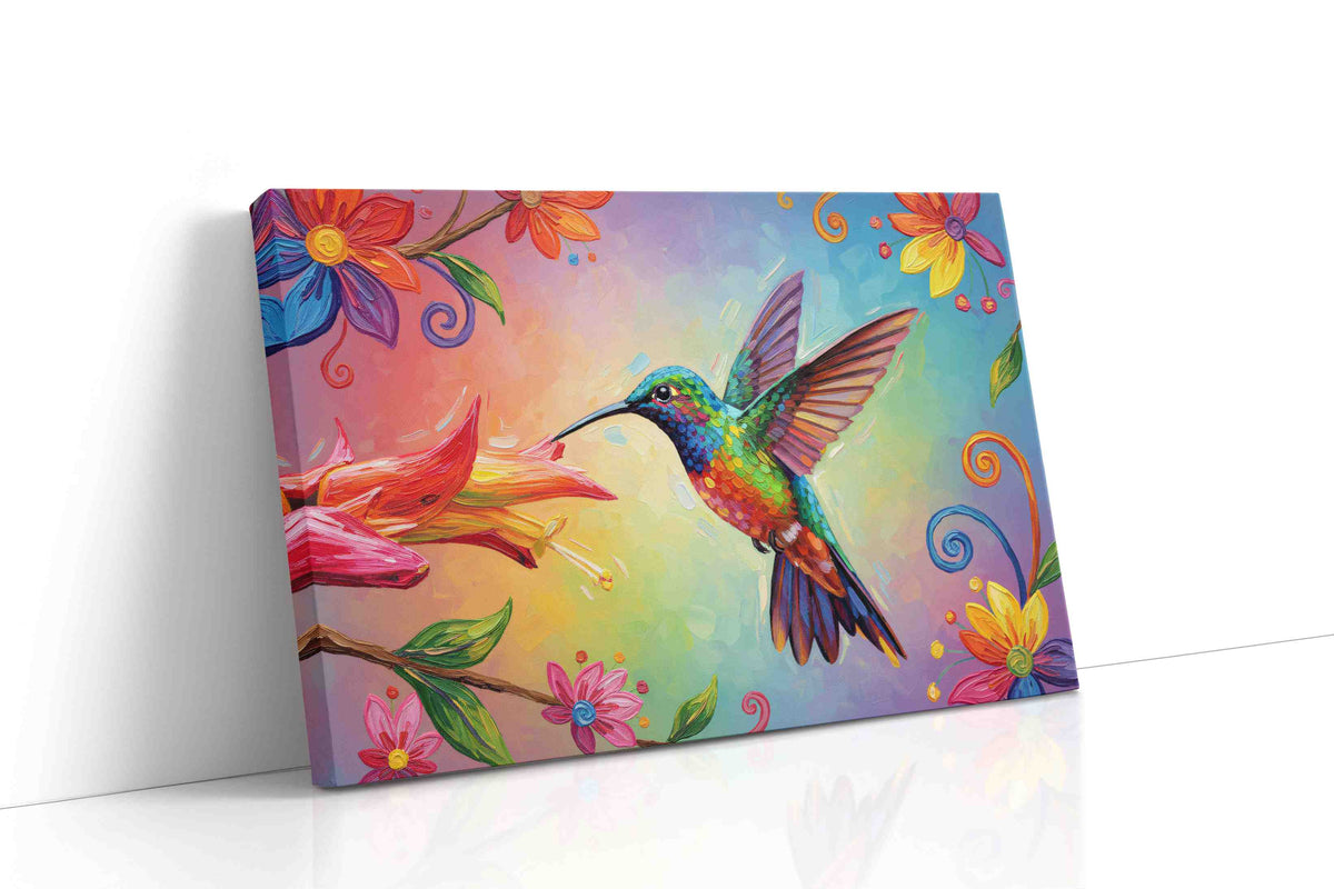 Vibrant Hummingbird Symphony birds canvas print, gallery-wrapped, ready to hang