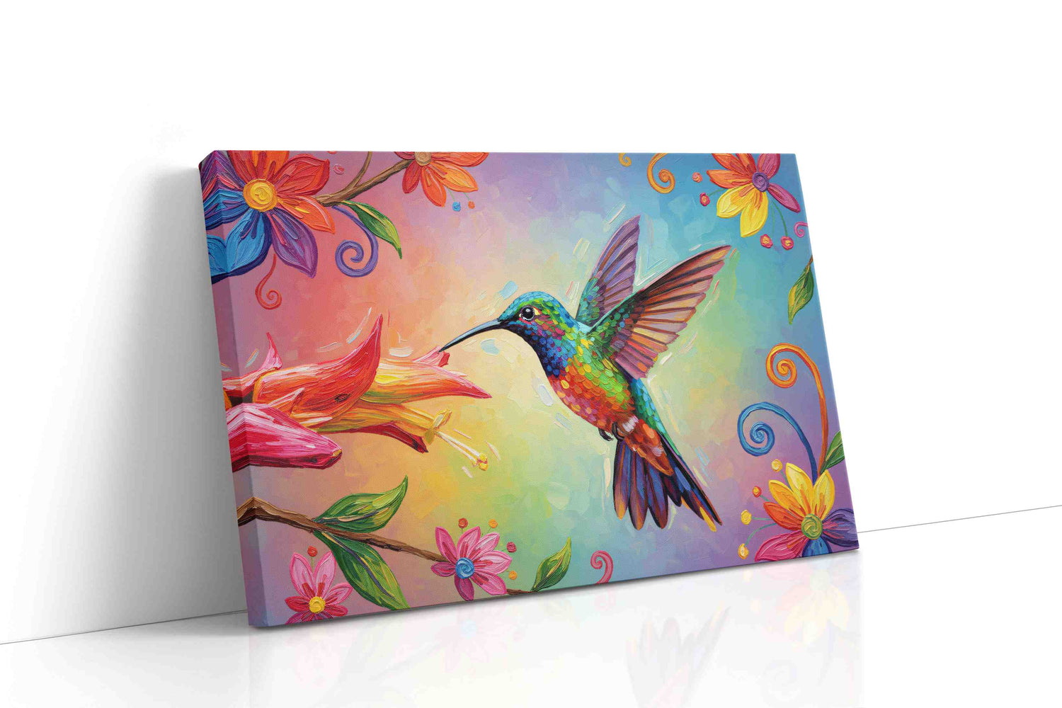Vibrant Hummingbird Symphony birds canvas print, gallery-wrapped, ready to hang