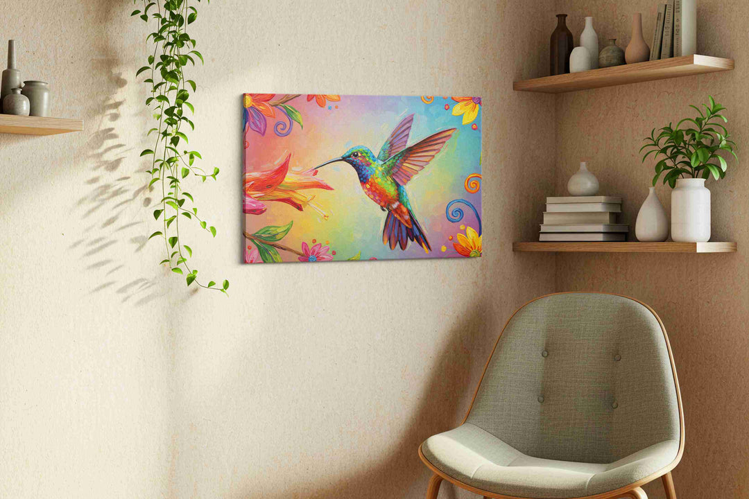 Vibrant Hummingbird Symphony – birds canvas wall art, gallery-wrapped, ready to hang