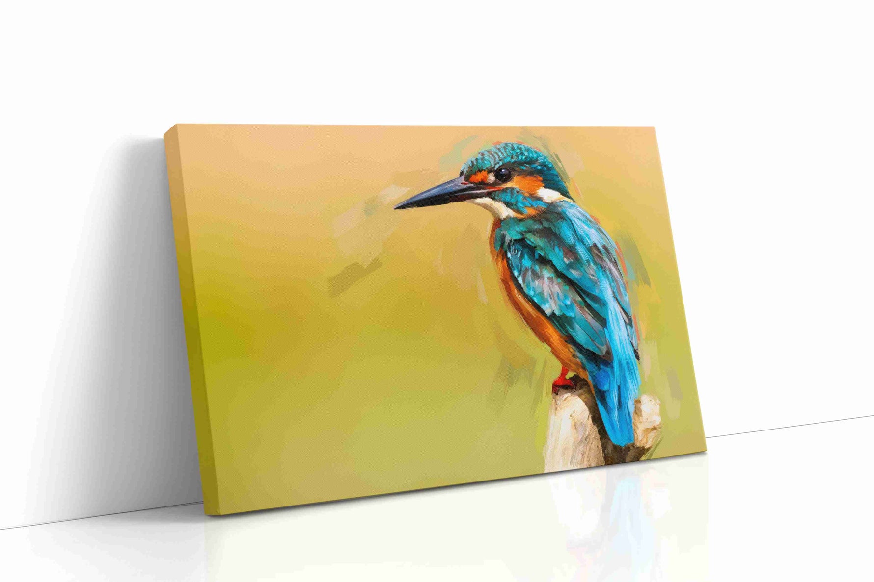 Vibrant Kingfisher Harmony birds canvas print gallery-wrapped landscape canvas studio shot
