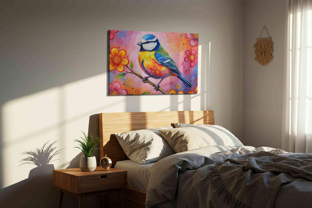 Vibrant Melody in Bloom – birds canvas wall art, gallery-wrapped, ready to hang