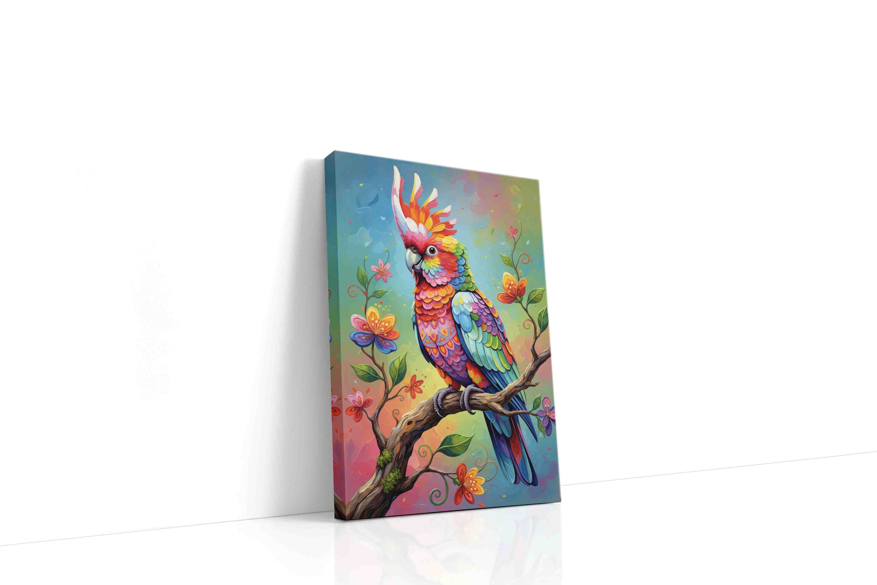 Vibrant Melody on the Branch birds canvas print gallery-wrapped portrait canvas studio shot