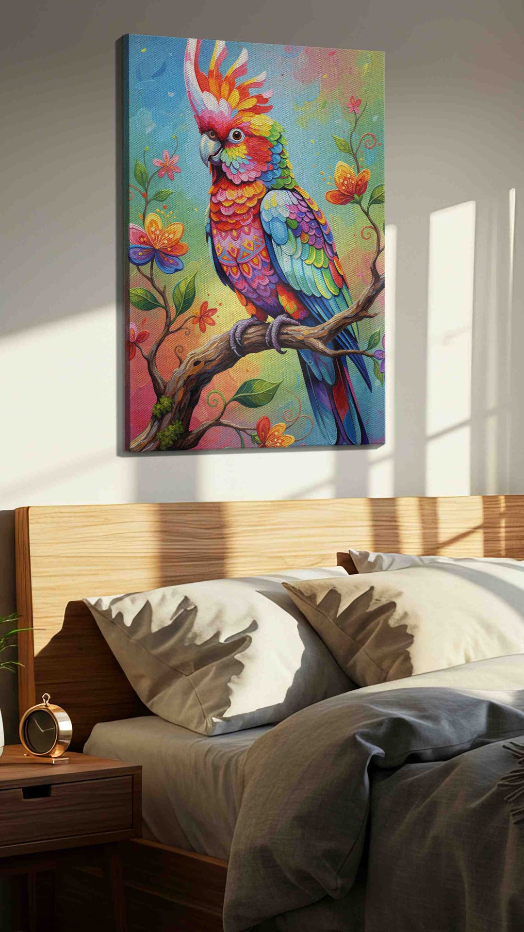 Vibrant Melody on the Branch – birds canvas wall art, gallery-wrapped, ready to hang