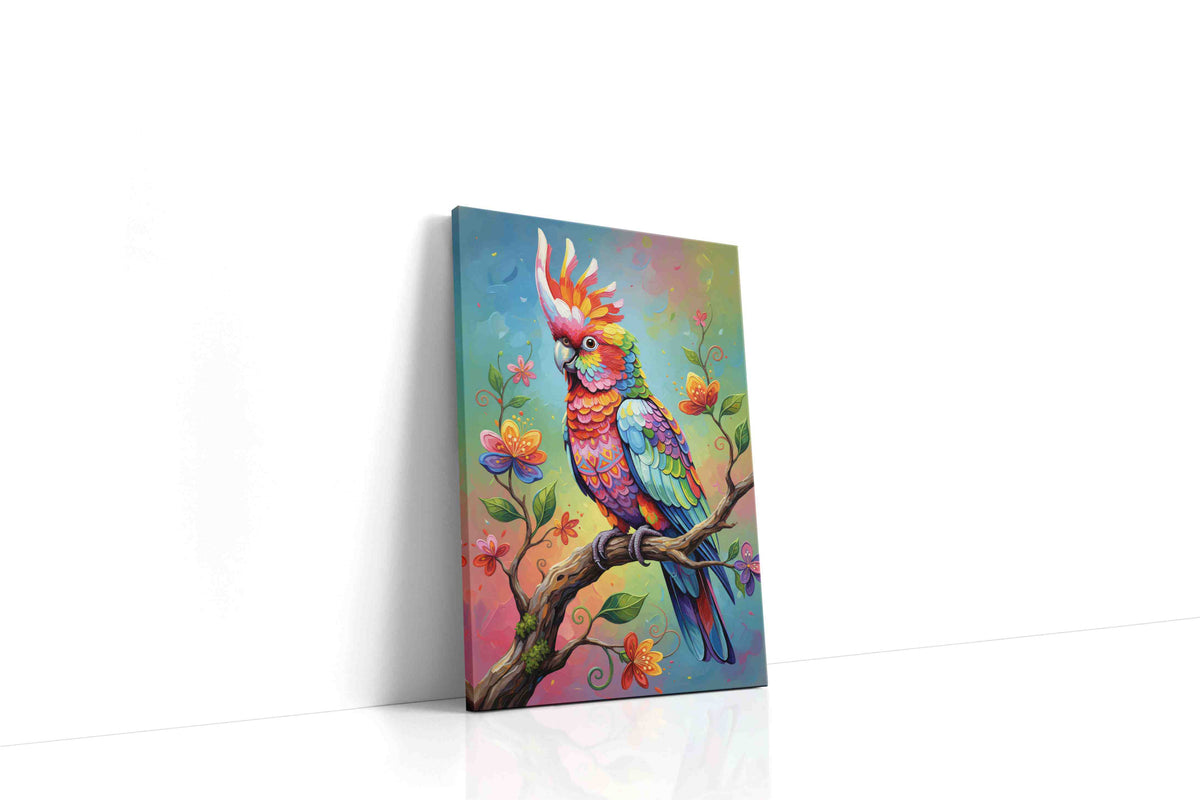 Vibrant Melody on the Branch birds canvas print, gallery-wrapped, ready to hang