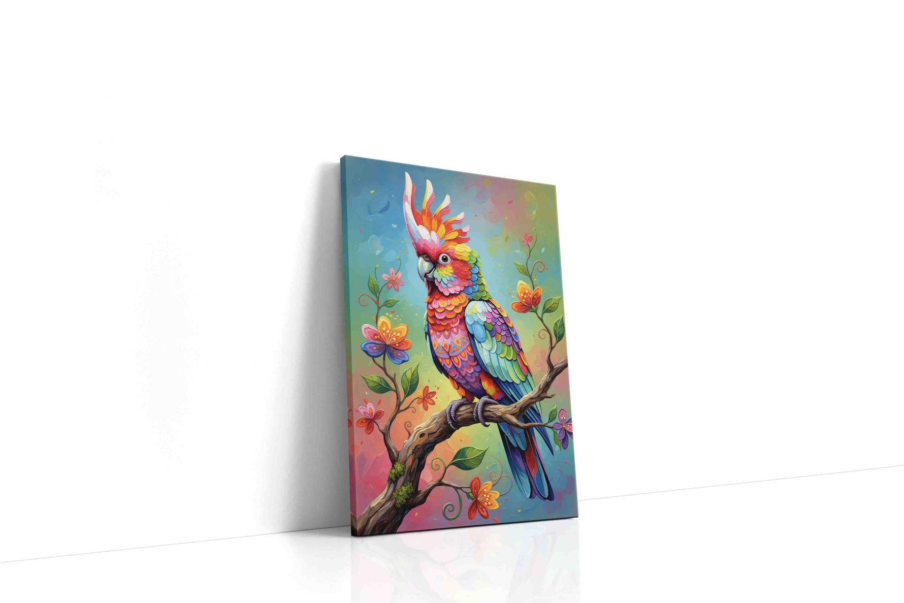 Vibrant Melody on the Branch birds canvas print, gallery-wrapped, ready to hang