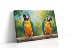Vibrant Parrot Paradise birds canvas print, gallery-wrapped, ready to hang