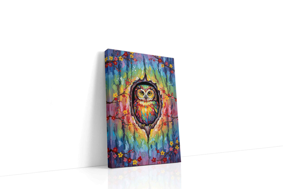 Vibrant Sentinel of the Grove birds canvas print, gallery-wrapped, ready to hang