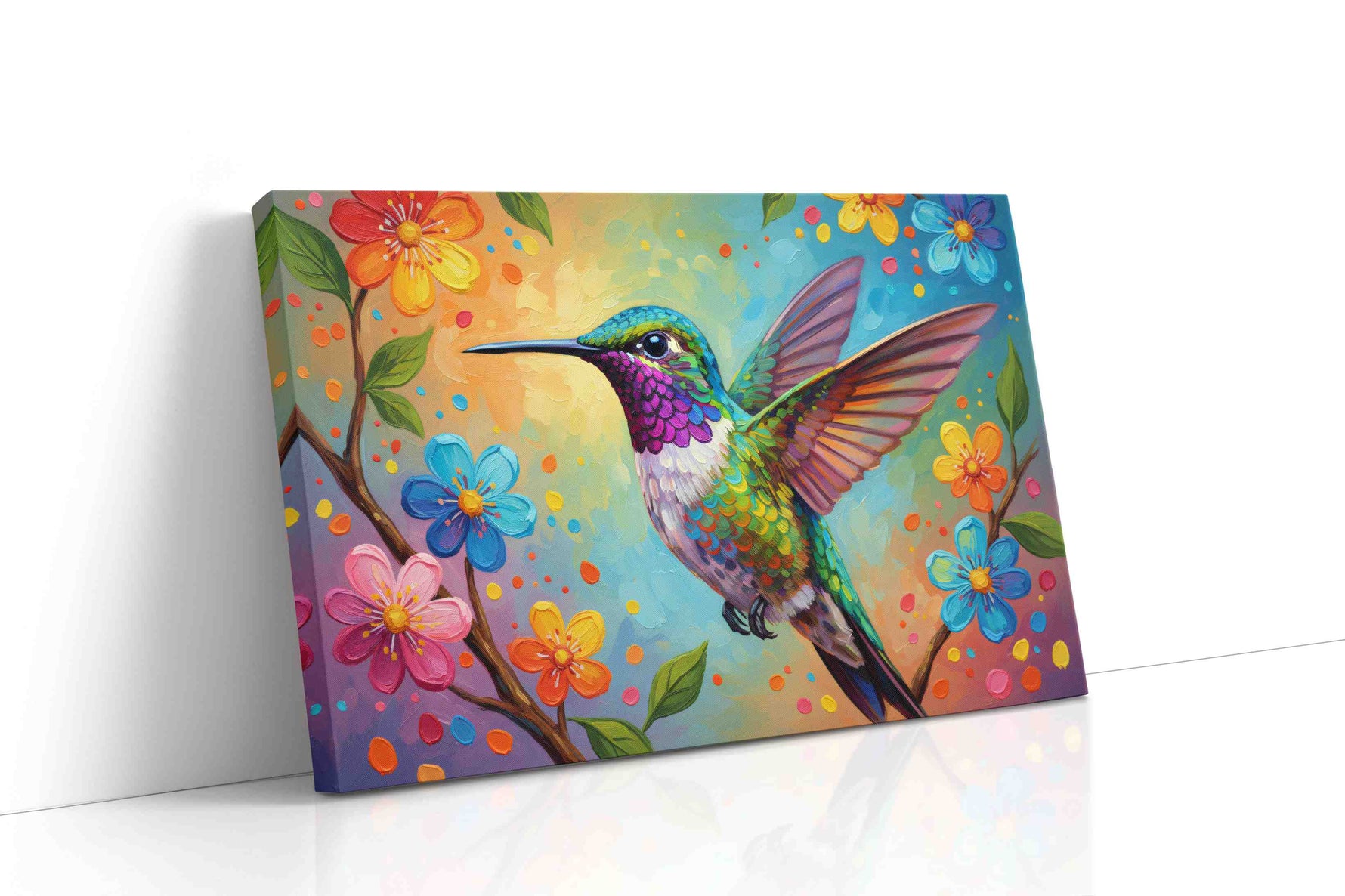 Vibrant Whispers of Hummingbird birds canvas print gallery-wrapped landscape canvas studio shot