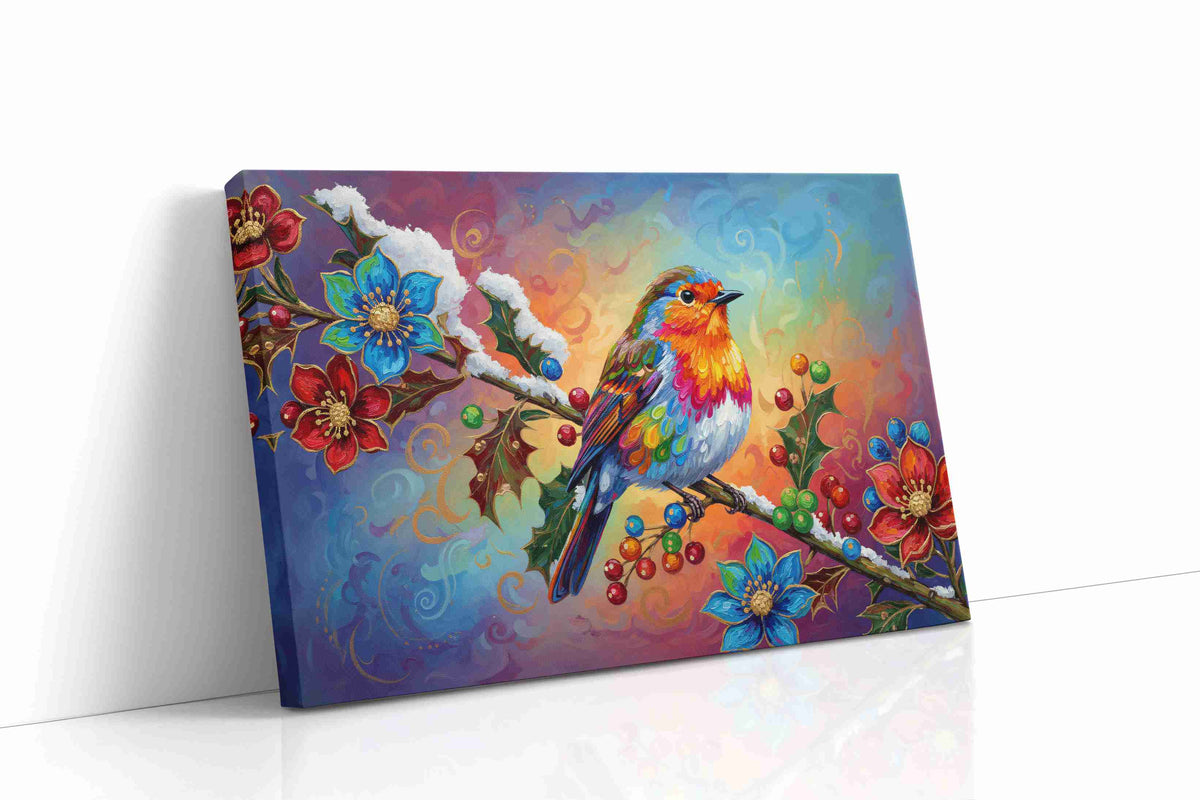 Vibrant Whispers of Winter birds canvas print gallery-wrapped landscape canvas studio shot