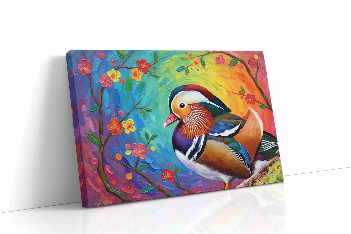 Whimsical Mandarin Dreams birds canvas print, gallery-wrapped, ready to hang