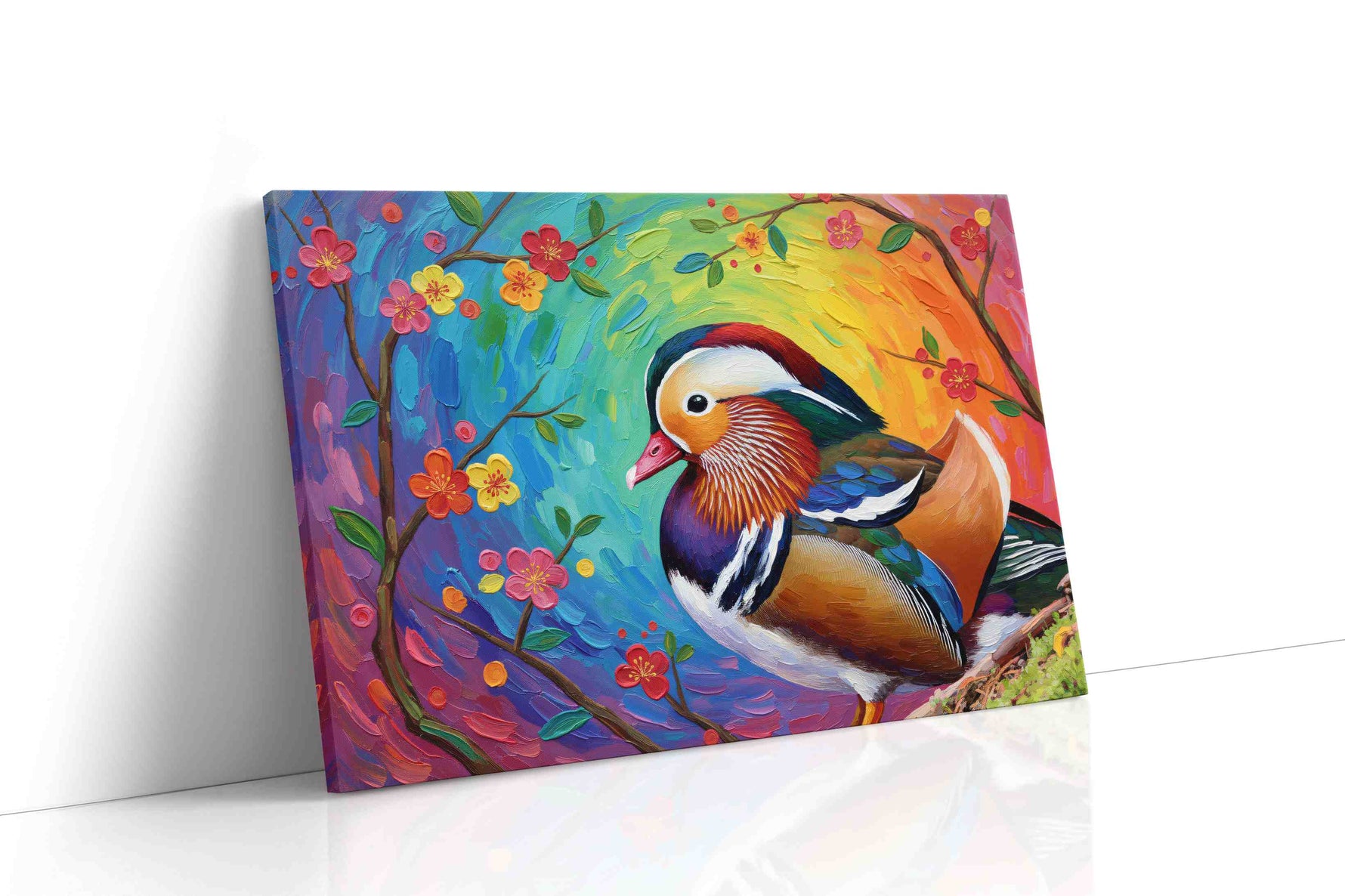 Whimsical Mandarin Dreams birds canvas print gallery-wrapped landscape canvas studio shot