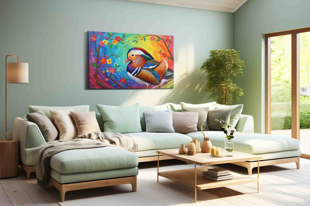 Whimsical Mandarin Dreams – birds canvas wall art, gallery-wrapped, ready to hang