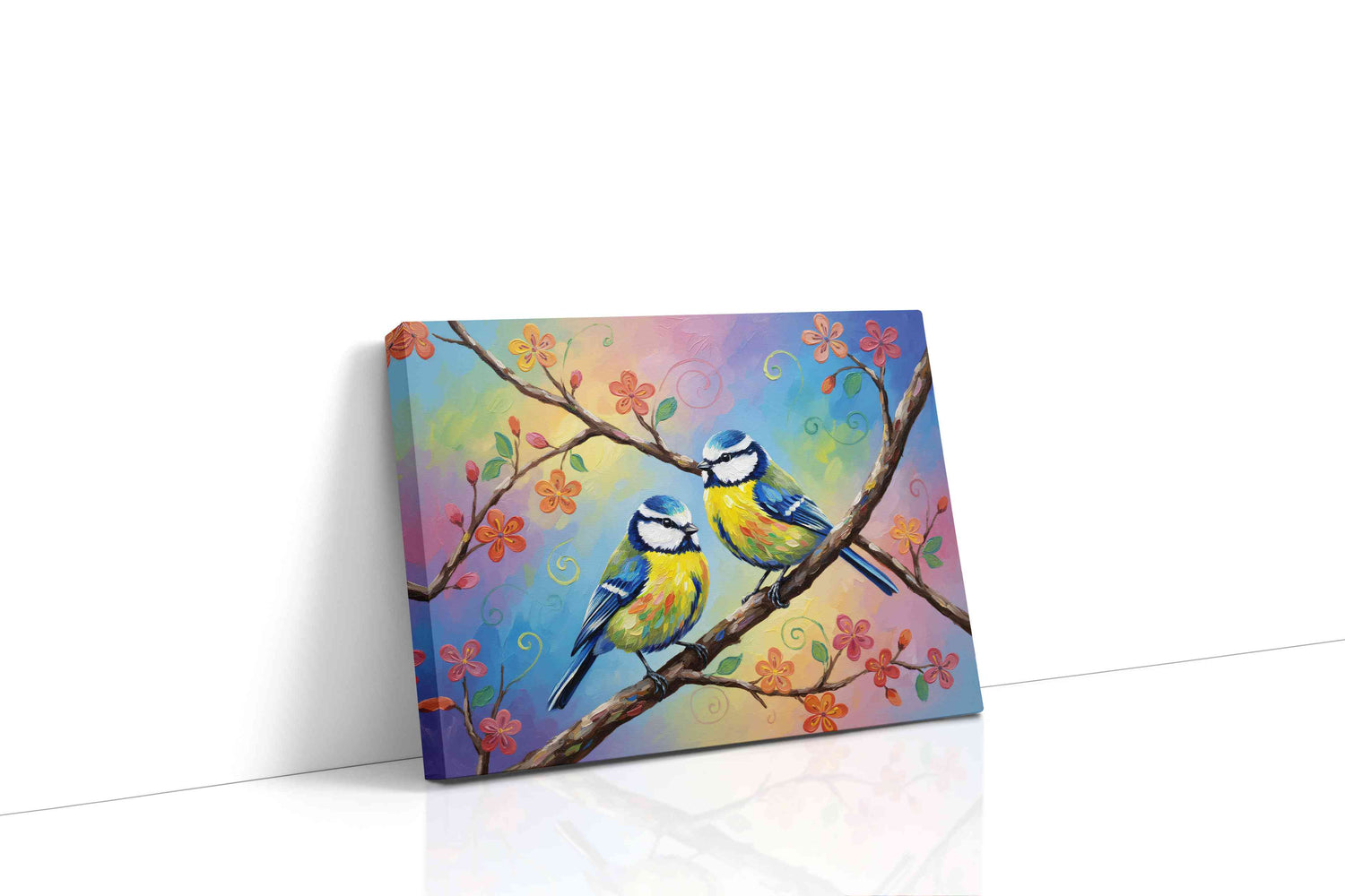 Whimsical Spring Serenade birds canvas print, gallery-wrapped, ready to hang