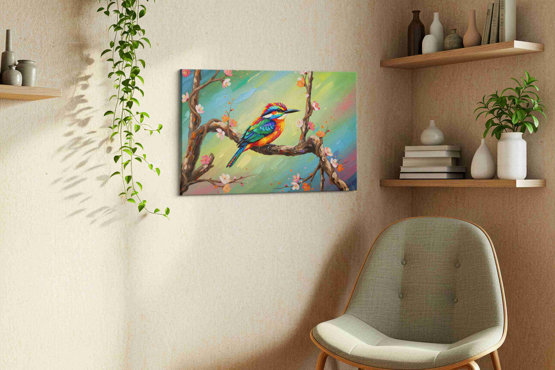 Whimsical Spring Songbird – birds canvas wall art, gallery-wrapped, ready to hang